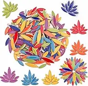 E-Home Shop Leaf Series Ceramic Flower Design Tiles for Stepping, Garden, Bottle Design (Glossy Mixed, Leaf Shape)