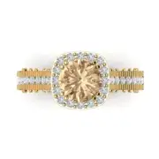 1.95 ct Round Halo Yellow Moissanite Promise Bridal Wedding Ring 14k Yellow Gold