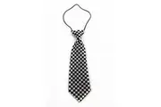Kids Boys Black & White Patterned Elastic Neck Tie - Mini Checkers