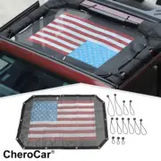 American Flag Roof Top Sunshade Mesh Shade Cover Net for 2007+ Jeep Wrangler JK