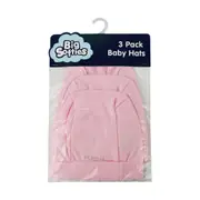 Big Softies 3 Pack Baby Hats, Pink