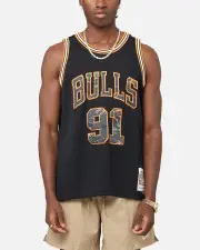 [MITCHELL & NESS] Mitchell & Ness Chicago Bulls Dennis Rodman 'Wilderness' 98 Swing Jersey Black - Size M M Black