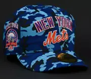7 1/4 Myfitteds Bape Inspired Camo New Era Fitted Hat New York Mets Rare Blue