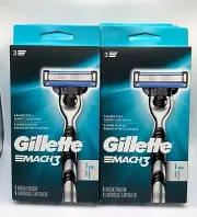 Pack of 2 Gillette Mach3 Razor Handle + 1 Blade Refill New in Box