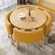 Modern Round Conference Table Set and Chairs Ideal for Conferences, Receptions, Tea Shops, Dessert Shops, Reception Rooms and Lounging in the Drawing Room (Yellow)