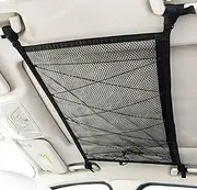 Kaskawise Ceiling Cargo Net Pocket, 31"x21" Adjustable Double-Layer Mesh SUV Roof Organizer, Long Trip Storage Net, Camping Accessories for Car, SUV, Van Life