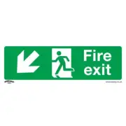 Sealey Safe Conditions Safety Sign - Fire Exit (Down Left) - Rigid Plastic - Pac