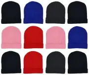 Kids Winter Beanies, 12 Pack Warm Cold Weather Hats Boys Girls Children Toboggan