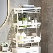 3-Tier Over The Toilet Shelf, Bathroom Shelf Above Toilet, Bathroom Organizers, Toilet Storage Rack, Multipurpose Storage Organizer for Bathroom, Laundry (White)