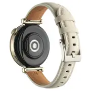 18mm Genuine Cow Leather Watch Band Strap for Huawei Watch GT 4 41mm / Garmin Venu 3S Beige