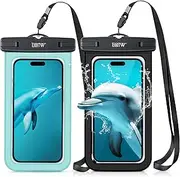 EOTW Waterproof Phone Pouch, IPX8 Waterproof Phone Case,Dry Bag with Lanyard for iPhone 16 15 14 Pro Max, Galaxy S24 S23 Ultra up to 7.0" for Swimming and Underwater -2 Pack, Black,Green