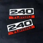 2 Sets Black 240 TURBO Matte Red Metal Emblem Decal Sticker Badge 3D Motorsports (for: Peugeot)