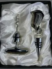 Vintage Murano Twisted Art Glass Wine Bottle Stopper With Cork Screw New