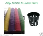200pc HydroFarm 2" Net Pots & 200pc 2" x 1/2" Colored Inserts GRPY $$ BAY HYDRO