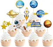 36 Pcs Space Cake Topper, Planet Astronaut Earth Cupcake Picks Space Theme Kids