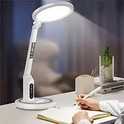 LED Desk Lamp Clock Table Lamp, USB Chargeable Dimmable Desk Lamp Plug-in LED Light Foldable Eye Protection Reading Night Light Dimmable Study table Lamp for H