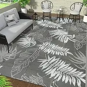 Falflor 270x365cm Large Outdoor Rug Waterproof Outdoor Rug for Patio Plastic Reversible Mats Outdoor Camping Rug Indoor Outdoor Rug Large Floor Mat for RV Patio Beach Backyard Deck (Grey)