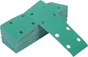 X AUTOHAUX 50 Pcs Sanding Discs Wet Dry Waterproof Hook & Loop Sandpaper for Woodworking, Automotive Refinishing 7.80"x2.76" 8 Hole 120 Grit Green White Corundum