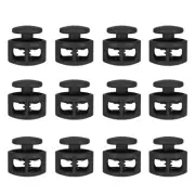 50pcs Plastic Cord Lock Double Hole Spring Cord Toggle Stopper Slider End, Black