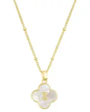ADORNIA 14K Mother-Of-Pearl Initial Clover Necklace