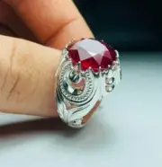 Natural Big Ruby Stone Ring Sterling Silver 925