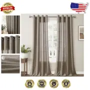 Farmhouse Style Mocha 96-inch Grommet Curtains - 2 Panel Set Light Filtering