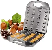1400W Electric Mini Waffle Maker with 24-Hole Nut Mold - Multifunctional Breakfast Machine, Waffle Iron, Automatic Cookie Press & Stuffed Waffle Machine with Non-Stick Coating