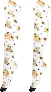 [Caihoyu] Women Long Thigh High Socks Lightweight Tall Thigh High Stockings Extra Long Above Knee High Socks for Dates Cute French Bulldog, Cute French Bulldog