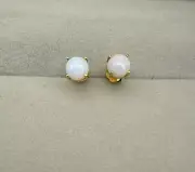 18k Yellow Gold Stud ,Natural Ethiopian Opal Stud Earrings,Opal Stud