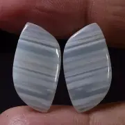 17.00 Cts 100% Natural Pair White MONTANA Agate Cabochon Loose Gemstone TlD-2303