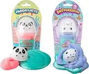 ORB Gooze Cat-Purrccino and Panda-Latte 2 Pack - Kawaii Styled Panda and Cat Containers Featuring 2 Colors of ORB Slimi Slime Each - Fun, Sensory Slime to Squish and Squeeze For Kids and Adults