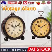 Vintage Analog Alarm Clock Small Silent Non Ticking Table Clock for Bedside AUS