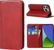 Cavor for iPhone 14 Pro Max Case, iPhone14 Pro Max Case Cowhide Pattern PU Leather Book Wallet Magnetic Kickstand Flip Cover Phone Cases with Card Slots(6.7") -Wine Red