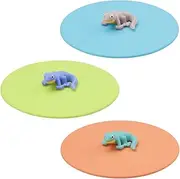 Mein Deckel Lucky Lurch Set of 3 Greyce, Minty and Violet - 3 Silicone Lids for Jars, BPA-Free, Dishwasher Safe, Reusable, Silicone