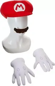 Disguise Mario Child Costume Accessory Kit - Hat, Gloves, Mustache, Fun Dress-Up