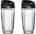 Ninja - Two 24 oz Tritan Nutri Ninja Cups W/ 2 Sip & Seal Lids