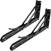 NZBZHHZGPL 2pcs Folding Shelf Brackets Heavy Duty Stainless Steel Collapsible Shelf Bracket for Table Work Space Saving DIY Bracket Bracket(10 inch)