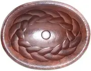 19"x 14" Oval Hand-Hammered Antique Braided Bathroom Copper Sink