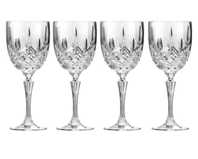 Set of 4 Marquis by Waterford 9" Tall Brady Crystal Wine Glasses Goblet