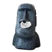 Creative Moai Island Tissue Box Glasses Holder for Home Bathroom Decoration-Black
