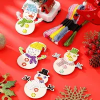 在飛比找樂天市場購物網優惠-聖誕 DIY十字繡 5入 10入 雪人 薑餅人 繞線畫 吊飾