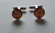 Master Hand carved shell cuff links set in Italian sliver from Torre del Greco