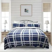 Ramesses 2 in 1 Jacquard Flannel Fleece Sherpa Quilt Cover Set and Blanket Single Dutch Blue