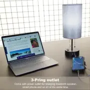 Dual USB Desk Bulb Lamp Table Charging Office Bedside Light Fabric Stitch