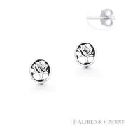 Antique-Finish Tree-of-Life Charm Stud Earrings in Oxidized .925 Sterling Silver