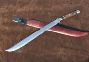 29'' HAND MADE HUNTING MACHETE SWORD WITH LEATHER SHEATH