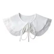 Pleated Ruffled Fake Collar Shawl Necklace Student White Capelet