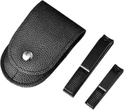 Healeved 2pcs High Stainless Steel Manicure Set Fingernail and Toenail Clippers for Men and Women with Durable Leather Case Essential Nail Care Tools