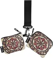 [XYMZR] Mini Zip Around Wristlet keychain Wallet Abstract Floral Marble for Women Personalized Pattern Detachable Dual Pouch Wristlet Portable Wallet Phone Coin Purse, Multi-colored, One Size