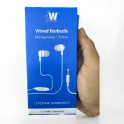 Just Wireless Wired Earbuds with Microphone & 2 Sets Of Tips, In-Ear, 3.5mm Jack